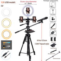 Anneau Lumineux de 12 Pouces avec Trépied, Lampe Flash LED pour Selfie, Support Réglable pour Appareil Photo et Téléphone