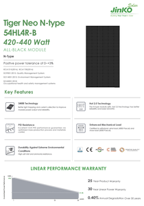 Panel Solar JINKO Tiger Neo N-type Bifacial 54HL4-B Totalmente Negro 420W 430w 435w 440w 445w 450w <span class=keywords><strong>Jasolar</strong></span> Mono - Product Image 5