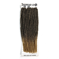 Tresses ombrées blondes de 18 pouces 3x dreadlocks 36 brins de faux locs pré-bouclés couleur noire extension de cheveux au crochet dread locks