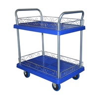 Chariot chariot à plateforme à double étage, renforcé en plastique, offre spéciale
