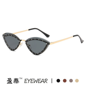 แว่นตา แว่นกันแดดทรงแคทอาย กรอบโลหะ สีทอง ป้องกันรังสียูวี 400 สไตล์แฟชั่นสตรี - Product Image 2