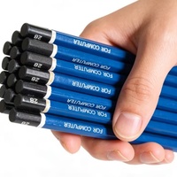 Venta al por Mayor de Lápices Surwin Escolares a Precio Económico, Personalizados de Fábrica, Hexagonales de 7 Pulgadas para Niños, HB 2B, Azules con Punta Negra