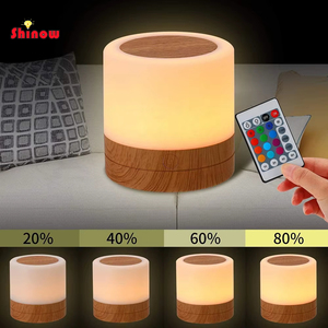Lampe de chevet tactile RGB en bois avec capteur, port de charge USB rapide, 3 niveaux de luminosité réglables pour chambre/bureau - Product Image 3