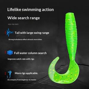 Juego de Señuelos Blandos con Cola en T y Anzuelo de Cabeza Plomada, Cebo Artificial para <span class=keywords><strong>Pesca</strong></span> de Lubina - Product Image 1