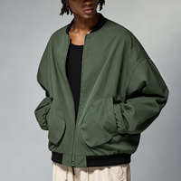 Blouson Bomber Oversize Personnalisé avec Logo OEM, 100% Polyester, Bordure Côtelée et Poche Plaquée, Coupe-Vent Décontracté Style Streetwear