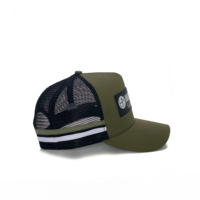 Offre Spéciale camionneur chapeau en cuir Patch Logo pays haut profil rayé camionneur chapeau, 5 panneau maille camionneur chapeau personnalisé