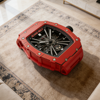 Table basse de luxe en fibre de verre en forme de montre, rouge, pour salon, mobilier design moderne, table d'art