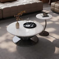 Table basse soucoupe volante de designer européen haut de gamme en marbre, écologique, minimaliste, en fer et acier inoxydable, luxe léger