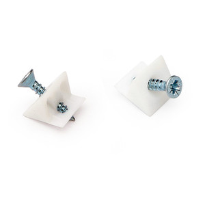 Supporto per il fissaggio dei pannelli posteriori degli armadi. Polimero e acciaio zincato. Pannelli posteriori per armadietti. Aletta e vite preassemblata. - Product Image 1