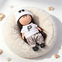Ensemble de vêtements personnalisés pour poupée de 14 cm Little Potato, mini salopette, chapeau à carreaux, accessoires, vente en gros