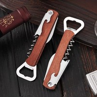 Nouvel ouvre-bouteille en bois de style moderne, ouvre-bouteille multifonctionnel portable en acier inoxydable pour vin et bière