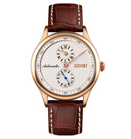 Skmei-montre automatique en cuir marron pour homme, mécanique, de haute qualité, nouvelle collection 9238