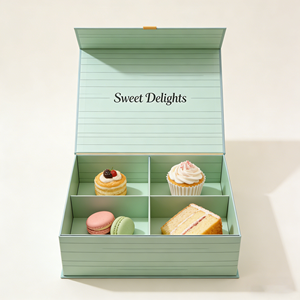 Коробка для торта из жесткого картона с золотой фольгой, экологичная, с магнитной застежкой, матовая ламинация, для подарков на свадьбу, день рождения, десерты - Product Image 1