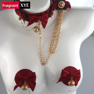 Эротический набор для БДСМ: комплект для бондажа с бантом, колокольчиком и цепью, секс-игрушки для взрослых для женского обучения - Product Image 1