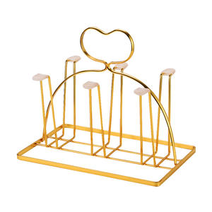 Portavasos Dorado de Hierro con Escurridor, Diseño Cuadrado Moderno para Almacenamiento de Tazas en el Hogar, Uso en Sala de Estar - Product Image 4