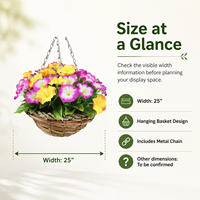 Panier suspendu en paille tressée à la main, motif fleur de l'automne artificielle, multicolore, durable, pour intérieur et extérieur, décoration personnalisée, jardinière florale