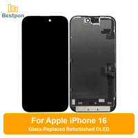 Remplacement pour écran OLED d'iPhone 16, assemblage remis à neuf avec verre remplaqué, panneau et circuit intégré d'origine, Grade A
