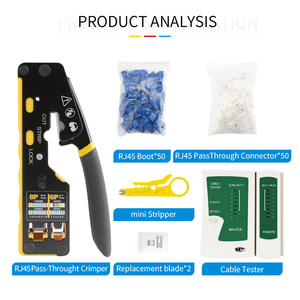 7in1 Network <strong>Toolkit</strong> with 8P6P Straight-through Crimping Tool Cable Tester Cutters Pliers Wire Stripper CAT6 Connector Sheath - Product Image 6