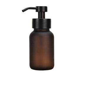 Hot Sale Eco-Friendly 250ml Frosted Amber Glass Foaming <b>Soap</b> Dispenser Matte Black Stainless Steel Pump Rustic Bathroom - Product Image 1