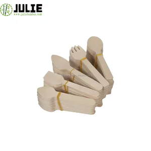 Food Grade Eco-friendly Biodegradable Disposable High Quality Natural Wooden Cutlery Wooden Tableware Knife Fork Spoon