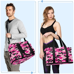 กระเป๋าเดินทางแบบพับได้ ขยายได้ กันน้ำ สีชมพูลายพราง สำหรับโยคะ กีฬา วันหยุดสุดสัปดาห์ สะพายไหล่ ผู้หญิง ออกกำลังกาย ท่องเที่ยว - Product Image 6