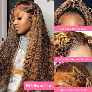 Compre a granel 180 Density Highlight Deep Wave Full Hd Lace Front Peluca <span class=keywords><strong>de</strong></span> cabello humano P4/27 Color Lace Frontal Glueless Pelucas <span class=keywords><strong>de</strong></span> cabello humano - Product Image 3