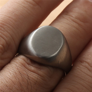 Men's Titanium Steel Oval <b>Ring</b> Silver Retro Punk Style Geometric Jewelry Gift 16035 - Product Image 4
