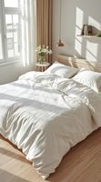 Parure de lit d'hôtel 300TC respirante 100% coton, taille et couleur personnalisées, luxe, 4 pièces : 2 taies d'oreiller, housse de couette, drap-housse