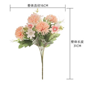 Bouquet de chrysanthèmes artificiels CallaFloral rose et blanc, décoration de mariage, arrangement floral haute simulation, 7 têtes - Product Image 4