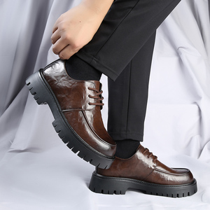 British Style Thick Soled Work Man <strong>Dress</strong> <strong>Shoes</strong> Chunky Lace up Formal <strong>Shoes</strong> for Men Office Increasing <strong>Shiny</strong> Leather <strong>Shoes</strong> - Product Image 5