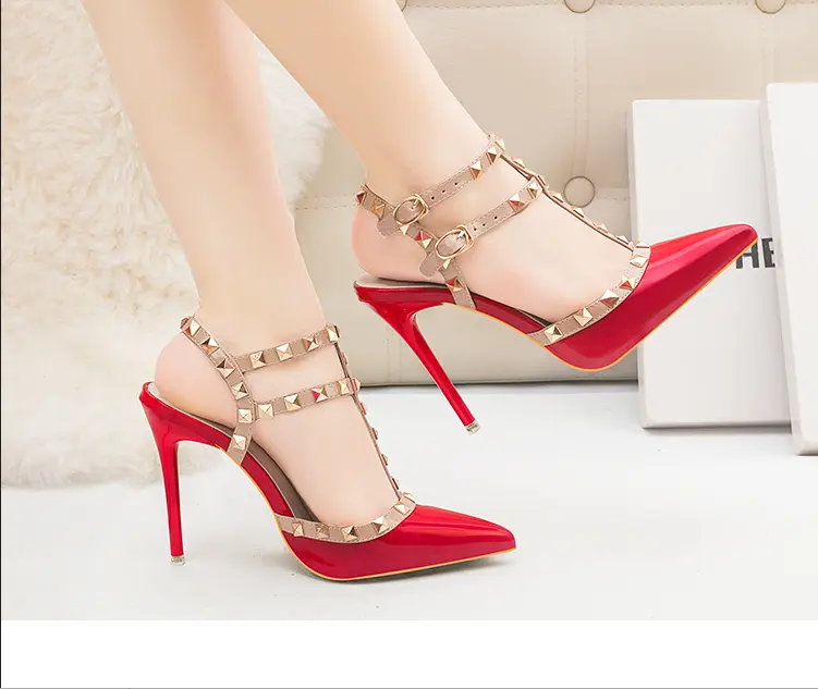 CA1156 Fashion Rivets Pumps For woman Wholesale Fashion Sexy Ladies Leather Dress Shoes Women High Heel Shoes
