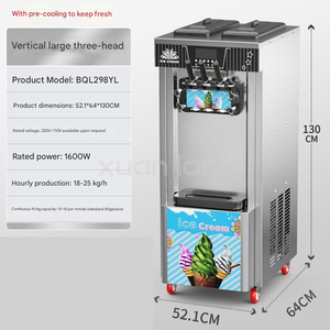 Máquina Automática de Helado de un Solo Sabor para Helados Suaves, Refrigerios, Frutos Secos, Vegetales, Materia Prima, Compresor de Engranajes para Panaderías - Product Image 6