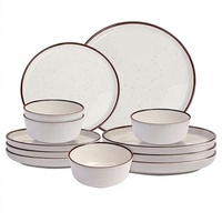 Service de vaisselle en mélamine blanche, assiettes rondes et bols, vaisselle mouchetée pour la maison, la cuisine et le buffet