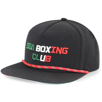 Casquette de baseball unisexe imperméable à 5 panneaux à bord plat HS46, broderie 3D personnalisée, cordon décoratif, perforations laser