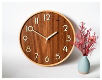 Jam Dinding Kayu Solid 12-Inci dengan Quartz untuk Ruang Tamu dan Ruang Belajar Dekorasi Rumah Gaya Cina Modern