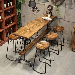 High-quality Commercial Modern Brown Square Solid Wood Top <strong>Bar</strong> <strong>Table</strong> with Metal Legs for Home <strong>Bar</strong> <strong>and</strong> Kitchen Use - Product Image 1