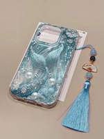 Coque de téléphone portable papillon en cristal pour iPhone 16 18 Pro 15 17 Pro Max, coque brillante en plumes, protection contre les chocs, coque arrière pour téléphone portable