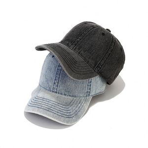 Casquette de baseball en jean délavé en coton uni, personnalisable et vierge - Product Image 1