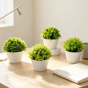 Plante artificielle en pot, bonsaï hémisphérique en plastique, ornement de bureau, 12,5 cm, décoration de salon - Product Image 3