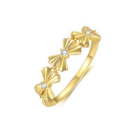 Glowluxe S925 Bague de chevalière en argent sterling avec nœud serti invisible plaqué or Bijoux tendance pour femmes