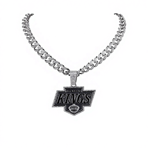 Kalung Liontin Juara NHL Los Angeles Kings, Rantai Cuban Link Berlapis Perak, Gaya Hip-hop, Dijual Pabrik - Product Image 1