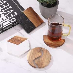 Posavasos de madera maciza grabados estilo océano resina bambú madera para playa boda favores regalos personalizados para invitados - Product Image 4