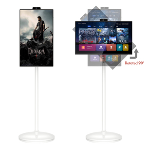 Portable 32 Inch LCD <b>TV</b> FHD Touch Screen <b>Mini</b> Android 12 System Smart Wifi RJ45 USB NFC Stand White Cabinet LED Backlight Portab - Product Image 1