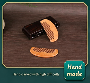 Peine de madera de dientes anchos para desenredar el cabello, herramienta de peinado con palma arqueada para el cuidado diario del cabello, directo de fábrica - Product Image 3