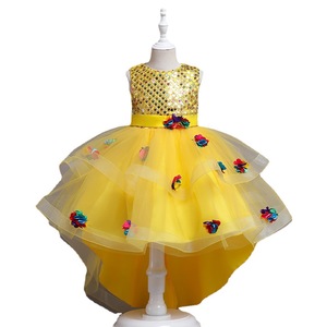 Children's Princess Dress Pink Tulle Floral Vest A-Line Flower Girl Dress Piano Performance Costume - Product Image 5