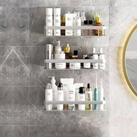 Étagère d'angle de douche pour salle de bain avec finition en acier inoxydable, support mural pour un rangement gain de place