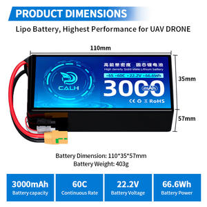 Batería FPV Personalizada CALH 6S 22.2v 1500mAh 1800mAh 2000mAh 3000mAh de Alta Velocidad 60C Lipo para Drones UAV - Product Image 5