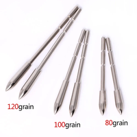 ID 3.2mm Insert en acier inoxydable flèche Point 80/100/120Grains pour tir à l'arc bricolage tête de flèche