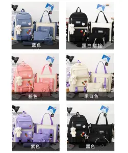 XIYIMU Custom Student Backpack Set Large Capacity 5 Piece Set Student Backpack Girl Casual Backpack School Bag And Lunch Bag Set