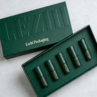 Coffret Cadeau Rigide Personnalisé de 5 Rouges à Lèvres Liquides avec Fermeture Magnétique, Kit de Maquillage Brillant à Lèvres Mat, Boîte d'Emballage avec LOGO en Relief
